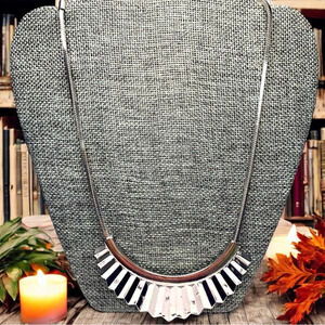 Silver Statement Necklace with Geometric Pendant